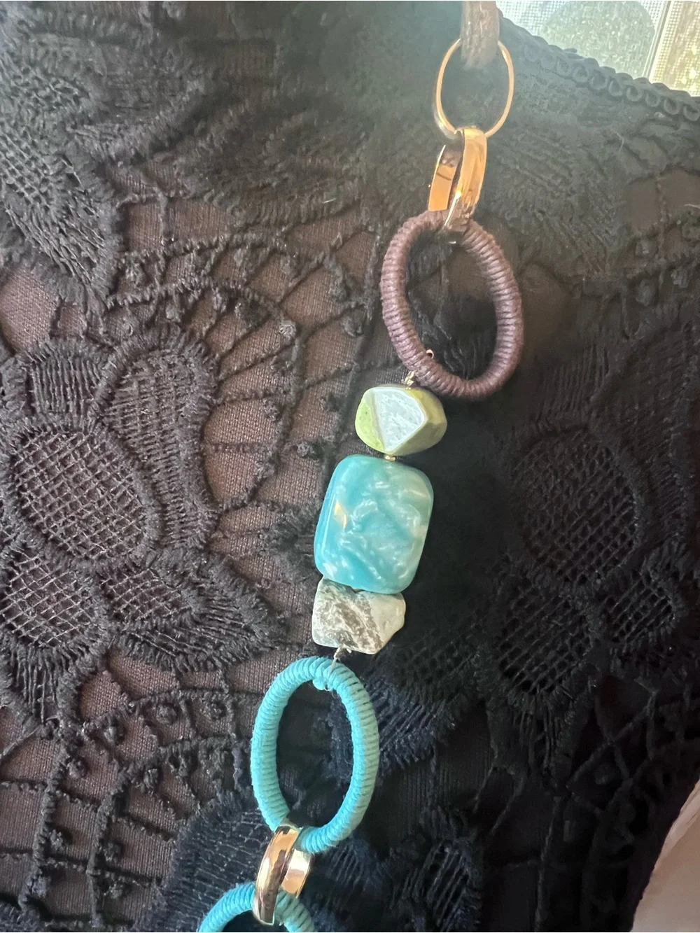Chicos Turquoise & Lime Bead adjustable Necklace